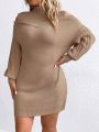 SHEIN LUNE Plus Size Women'S Off-Shoulder Sweater Dress