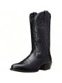 Embroidered High Heeled Men's Mid-calf Boots, Western Style, European And American Trend