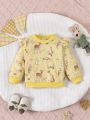SHEIN Baby Girl Fun & Cute Animal Design Soft & Comfortable Ruffle Hem Sweatshirt