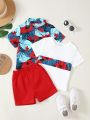 SHEIN Kids SUNSHNE Little Boys' Casual Vacation 2pcs Outfit