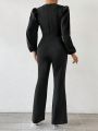 SHEIN Privé Women's Lantern Sleeve Waist Cutout Jumpsuit
