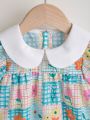 Baby Girl's Spring Summer Lovely Fresh Patterned Country Style Holiday Dress With Doll Collar Short Sleeve