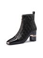 Women Ankle Booties Square Toe Chunky High Heel Zipper Boots