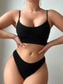 Women's Textured Hollow Out Two-Piece Swimsuit Set, Bikini Outfit Beach Swimwear Bathing Suit Music Festival Summer