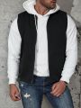 Men Plus Colorblock Zip Up Vest Coat