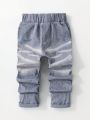 SHEIN Kids EVRYDAY Young Boys' Everyday Casual Elastic Waist Long Pants, Spring/Summer