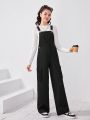 SHEIN Teen Girl Flap Pocket Side Overall Jumpsuit Without Tee