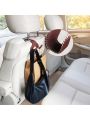 Car Purse Hook, 2 in 1 Car Seat Headrest Hooks Durable Hanger Storage Holder Leather Organizer for Hanging Grocery Bags, 2 Pack,coffe