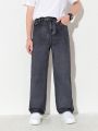 New Teenage Boys' Casual Fashion High-End Grey Washed Denim Straight Leg Jeans