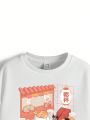 SHEIN X Wehkid Teen Girls' Casual Cartoon Printed Long Sleeve Sweatshirt For Fall/Winter