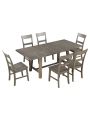 Merax Retro Industrial Style 7-Piece Dining Table Set Extendable Table with 18