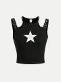 SHEIN Teenage Girls' Star Patched Cut Out Tank Top