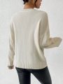 SHEIN Frenchy Button Half-Open Casual Sweater With Dropped Shoulder