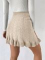 SHEIN Privé Vintage College Style Flower Twist Knitted Sweater Skirt