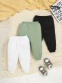 SHEIN Baby Boy Casual And Comfortable Plain Long Pants Three Piece Suit
