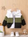 Baby Boys' Hooded Jacket With Colorblock & Letter Print