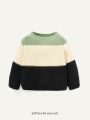 Cozy Cub Baby Boy Casual Striped Sweater With Round Neck, Long Sleeve