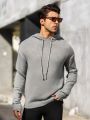 Manfinity Homme Men's Solid Colored Drawstring Hooded Long Sleeve Sweater