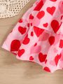 SHEIN Kids SUNSHNE Little Girls' Heart Print Dress