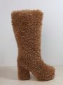 Women's Casual Winter Plush High Heel Knee-high Boots