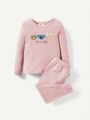 Cozy Cub Baby Girl Cute Animal Pattern Round Neck Top And Long Pants 4pc Set Tight Sleepwear Suit