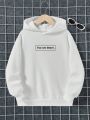 SHEIN Tween Boy Casual Long Sleeve Hoodie With Slogan Print, Suitable For Autumn And Winter