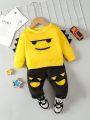 Baby Boy Cartoon Graphic 3D Patched Design Pullover & Sweatpants