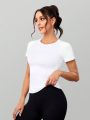 Yoga Basic Solid Color Sports Short Sleeve T-Shirt