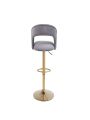 OSQI Modern Barstools Bar Height, Swivel Velvet Bar Stool Counter Height Bar Chairs Adjustable Tufted Stool with Back& Footrest for Home Bar Kitchen Island Chair (Grey, Set of 2)