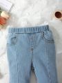 Baby Girl Floral Embroidery Flare Leg Jeans