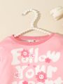 Baby Girl Floral & Slogan Graphic Sweatshirt