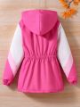SHEIN Kids QTFun Girls' (Big) Color-Block Hooded Fleece Jacket