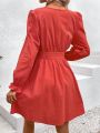 SHEIN Frenchy Women's Puff Sleeve Waist Cinched Dress