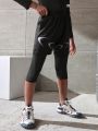 Boys' Sports Black Yoga Pants With Stretchy, Breathable, Sweat-Wicking, Fashionable Design For Running, Cycling, Etc.