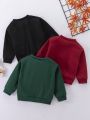 SHEIN Kids SPRTY Young Boy 3pcs Casual Letter Print Long Sleeve Sweatshirt Set For Daily Wear, Autumn And Winter