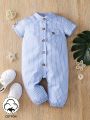 Baby Boys' Casual Stripe Jumpsuit, Simple And Versatile, Suitable For Travel