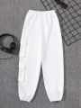 SHEIN Tween Boys' Loose Fit Athletic Knitted Cuff Long Sweatpants