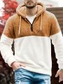 Manfinity Homme Loose-Fitting Men's Hoodie With Color Blocking, Zipper And Half Placket