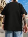 Manfinity Hypemode Loose Men's Plus Size Drop-Shoulder Short Sleeve T-Shirt With Cartoon Cat Prints
