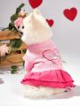 PETSIN Pink Heart-Shaped Lock & Graffiti Printed Valentine'S Day Pet Skirt For Cats And Dogs