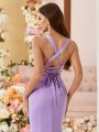 SHEIN Belle Adult Criss-Cross Back Fish-Tail Bridesmaid Dress With Small Detachable Train