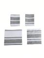 4pcs Home Bedding Set, 4-piece (2 Pillowcases, 1 Bed Sheet, And 1 Duvet Cover), Suitable For All Seasons, White/grey Striped Bed Sheet, Full/queen Size