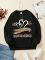 Teen Girl Heart & Leopard Print Thermal Lined Pullover