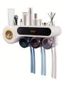 Toothbrush Holders Bathroom Organizer, 3 Cups Toothbrush Holder Wall Mounted with Toothpaste Dispenser Bathroom Storage, Tooth Brushing Holder with Large Capacity Tray, Drawer