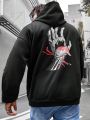 Manfinity LEGND Loose-Fit Men's Plus Size Hand Pattern Printed Knitted Casual Hoodie