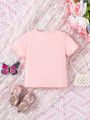 Baby Girls' Short Sleeve T-Shirt With 3d Flower Decoration