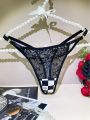 Gothic Style Lace Splicing Combination With Thong