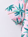 SHEIN Kids FANZEY Boys' Resort Coconut Flamingo Shirt And Shorts And Tank Top 3-Pack Set