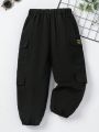 SHEIN Kids Cooltwn Boys' Simple Casual Trousers, Versatile Street Style Autumn