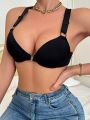 Women's Solid Color Bra With Adjustable Straps And Underwire